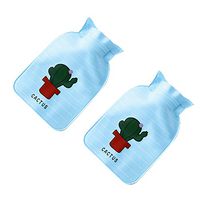 Wansan 2 Pcs Premium Mini Hot Water Bottle with Cover and Soft Fleece for Pain Relief