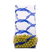 25ct. Small Blue Ribbon Twist Striped 7x2x3" Cello Party Treat Food Snack Bags ngKE -541