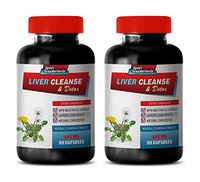 Liver Support Dandelion - Liver Cleanse & Detox - Extra Strength Formula - Milk Thistle Bulk Supplements - 2 Bottles 180 Capsules