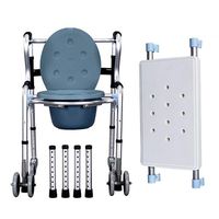 HYRL Folding Wheelchair 3 in 1 Toilet, Shower Seat Waterproof Aluminum Bath Chair, Elderly Patient Wheelchair Chair