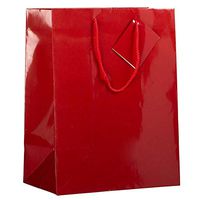 JAM PAPER Glossy Gift Bags with Rope Handles - Large - 10 x 13 - Red - 3 Bags/Pack