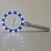 12 LED Lights Metal Magnifier 5X 10X Handheld Reading Loupe Magnifier 85mm, Battery Powered Illuminated Magnifying Glass for Reading,Soldering Repair,Inspection,Coins,Rock,Science,Craft and Hobby