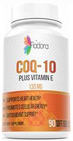 CoQ10 Plus Vitamin E, Enhanced Absorption Coenzyme Q10 - Energy Production, Antioxidant, Heart Health, 130mg, Natural Dietary Supplement, 90 Softgels by Fladora, Non-GMO