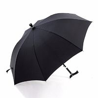 WAWZJ Umbrella Multifunctional Reinforcement Long Handle Umbrella Crutch Umbrella Self Defense Skid Climbing Walking Stick Umbrella,Black