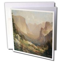 3dRose Greeting Cards, 6 x 6 Inches, Pack of 6, View of Yosemite Valley By Thomas Hill (gc_126704_1)