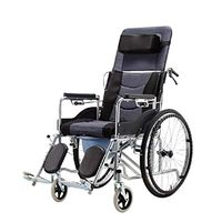 DMCC Folding Wheelchair High Back Reclining Fixed Belt Elderly Scooter with Potty Handicapped Large Wheel Travel Wheelchair