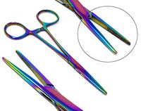 Multi Rainbow Color Stainless Steel Kelly Forceps, 5.5" Straight, Premium Grade
