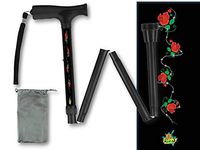 Adjustable Folding Walking Cane Roses with Barbed Wire