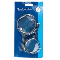 Set of 2 Magnifying Glass Set Magnification Reading Travel Handbag & Large Size