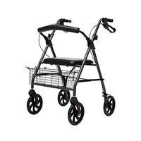 ZWJ-Rolling Walkers Elderly Walking Walker, Auxiliary Walker, Toddler Trolley, with Shopping Basket and handbrake Design (Color : Black)