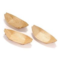 BambooMN 4.7" x 2" Premium Bamboo Leaf Boat, All Natural and Disposable Compstable for Catering and Home Use, 100 Pieces