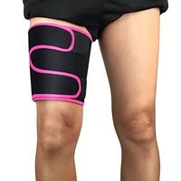 AiLike Adjustable Thigh Support Brace Compression Leg Wraps Sleeve for Hamstring Muscle Strain Injuries Pain Relief Recovery (Black-Rose Red)