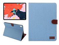 Hulorry iPad pro 11 Case, Fashion Denim Design Lightweight Multifunction Business Tablet Case for Women, Protector Shockproof Cover for iPad pro 11 inch 2018 (Sky Blue)