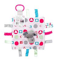 Baby Sensory, Educational & Teething Closed Ribbon Tag Lovey Blanket with Security Plush: 10"X10" (Pink Elephant)