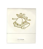 50 White Imprinted Bells Matches Matchbooks Wedding, Anniversary, Birthday, Party, Your Choice of Color of Print