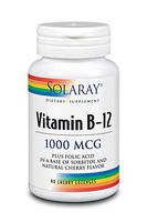 Solaray B 12 Lozenge Supplement, 1000mcg, 90 Cherry Lozenges