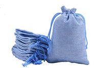 Sansam 25pcs 13.0x17.0cm/5.2''x6.8'' Sky Blue Color Drawstring and Lining Burlap Bags,Hemp/Hessian Bags, Jewelry Pouches, Wedding Favors, Jewelry Packing, Gift Bags