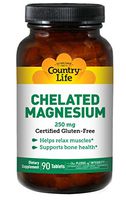 Country Life Chelated Magnesium 250 mg, 90 Tablets