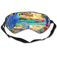 100% Silk Sleep Mask Eye Mask Flamingo Parrot Print Soft Eyeshade Blindfold with Adjustable Strap for Sleeping Travel Work Naps Blocks Light
