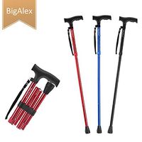 BigAlex Folding Cane,Adjustable Collapsible Cane,Foldable Walking Cane for Men,Women,Lightweight,Adjustable,Portable Hand Walking Stick - Balancing Mobility Aid - Sleek, Comfortable T Handles(Red)