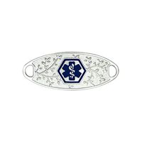 Divoti Custom Engraved 316L Elegant Olive Medical ID Tag for Interchangeable (Vertically Connect) Medical ID Bracelet - Deep Blue