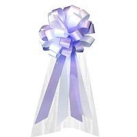 White and Lavender Pull Bows with Tulle Tails - 8" Wide, Set of 6, Wedding Pew Bows, Aisle Decor, Reception, Anniversary, Birthday, Valentine's Day, School Dance, Classroom, Office Fundraiser