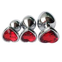 WENWING 3PCS Amal Beads Crystal Jewelry Heart Shaped Rhinestone Amal Plug for Couples Shower Enema Six Toys