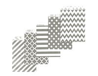 80 Counts Medium Warm Grey Biodegradable, Food Safe Ink & Paper Assorted 5 Designs Cookie Bag, Eco-Friendly Favor Bag, Treat Bag for Party (Medium, Grey)