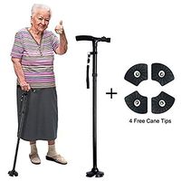 AIWAYING Folding Cane Walking Stick LED Flashlights Dependable Adjustable Height Lightweight Non Slip for Men Women