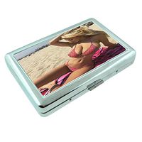 Louisiana Pin Up Girls USA New Orleans S8 Silver Cigarette Case Metal Wallet Id Holder King & 100's 4" X 2.75" RFID Protection