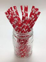 Aardvark Red Reverse Dot Paper Drinking Straws (Qty of 100 - Made in USA)
