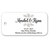 Pretty Floral Personalized Custom Party Wedding Favor Gift Tags - 1.5" x 3" - 30ct