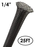 Electriduct 1/4" PET Expandable Braid Sleeving Flexible Wire Mesh Sleeve - 25FT (Black)