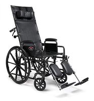 Everest & Jennings Advantage Reclining Wheelchair, Fixed Desk Arms & Elevating Legrests, 18" Seat, Silvervein Color