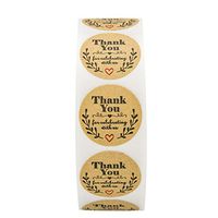 Simdoc 500Pcs Round Kraft Thank You Stickers Adhesive Labels Seals for DIY Baking Party Wedding Gifts Decor