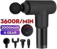 FOHYLOY Handheld Muscle Massage Gun, Deep Tissue Muscle Massager, Hand-Held Cordless Percussion Eletronic Massage Gun with 4 Massage Heads 6 Speed Control (Black)