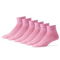 Women's Diabetic Quarter Length Socks 9-11 - Cotton Blend Sole Pleasers Loose Top 12 Pack Pink Made in USA