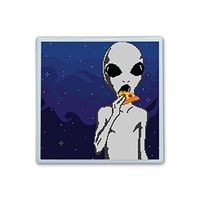 Contact Lens Box Holder Container Case Storage Eyecare Kit - Alien Eating Pizza