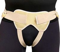 Hernia Belt - Truss Hernia Support Brace Left Right Side for Men and Women with 2 Compression Pads and Adjustable Straps - Single/Double Sports Hernia Brace Free Eyeglass Pouch (Beige, Adult - Large)