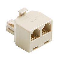 Modular Adapter Splitter T 2-Way Data 8 Conductor 8P8C Ivory Gold Plated Contacs Duplex Outlet Two Y Modular Splitter Dual Jack Plug Data Outlet Snap-In Component