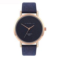 Fxbar Women Simple Quartz Analog Watch Comfortable Pu Leather Watches Durable Waterproof Minimalist Wrist Watch (Blue)