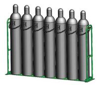 FWF Oxygen Vertical Warehouse Rack for 7 (H OR T Style) CYLINDERS Diameter of 9" Made in USA