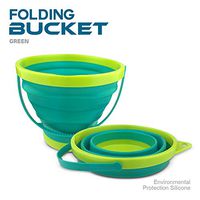 DT Toys Collapsible Bucket Silicone Foldable Pail 2.5 Liter, Sand Beach Pail for Kids (New Green)