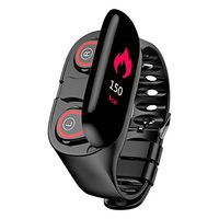 OUYAWEI Smart Watch Bracelet & Wireless Bluetooth Headset 2-in-1 Sports Smart Bracelet Invisible Magnetic Charging Earbuds English Black