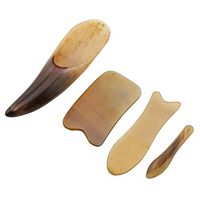 Top Plaza Gua Sha Scraping Massage Tools Set of 4-Ultra Smooth Edge Natural Cattle Horn Guasha Board SPA Acupuncture Therapy-Reduce Neck and Muscle Pain and Promote Metabolism