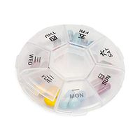 Pill Organizer, INVODA Pill Case7 Day Transparent Pill Box Weekly Pill Planner Remark from Sunday to Saturday Pill Container with7 Compartments (1 Pack)
