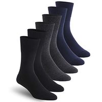 Ankle Diabetic Socks, Feelwe Circulatory Top Loose Top Socks Casual Dress Crew Socks Circulatory Seamless Toe Socks,Diabetic Socks for Men Size 13-15 Extra Wide 6 Pairs-Dark Grey/Dark Navy/Black L