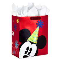 Hallmark 13" Large Gift Bag with Tissue Paper for Birthdays, Kids Parties or Any Occasion (Mickey Mouse Party Hat)