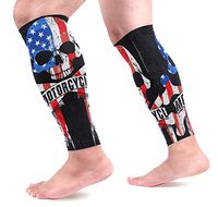 LEVEIS Cafe Racer American Flag Skull Calf Compression Sleeves 1 Pair, Leg Performance Support for Shin Splint Calf Pain Relief Men & Women Guards Sleeves for Running Cycling