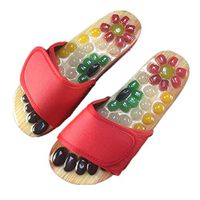 HDWY Women Foot Massage Slippers Shoes, Natural Cobblestone Sandals Stone Therapeutic Reflexology Slipper for Foot Acupoint Massage Shiatsu Arch Pain Relief,9.0/9.5